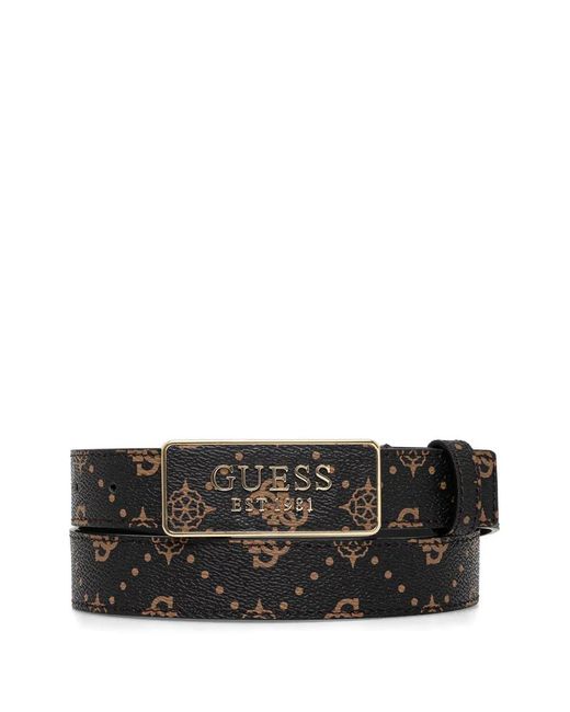 Guess Black Carrie Monogram Logo-Plaque Belt