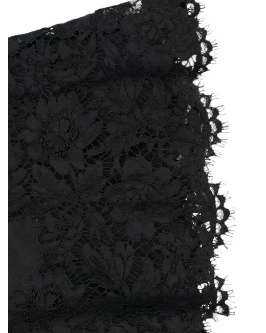 Valentino Garavani Black Lace-Trimmed Flared Dress