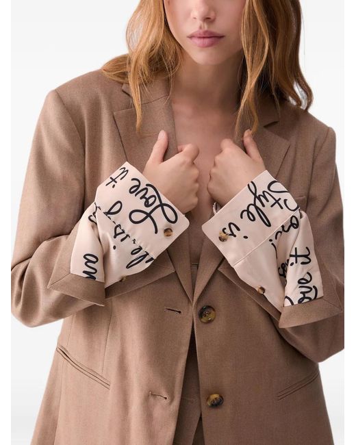 Liu Jo Natural Herringbone Fabric Blazer