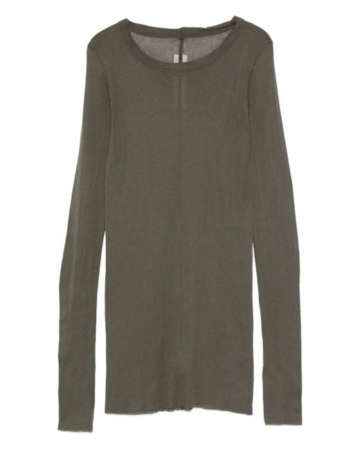 Rick Owens Green Raw-Edge Long-Sleeve T-Shirt