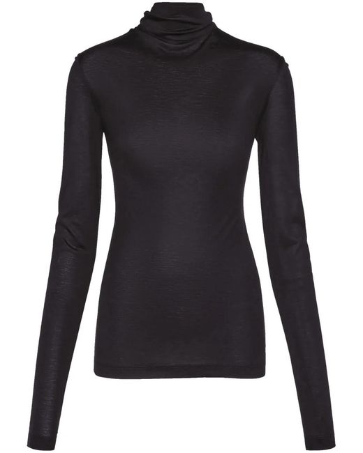 Ferragamo Black V-Back Silk-Blend Top