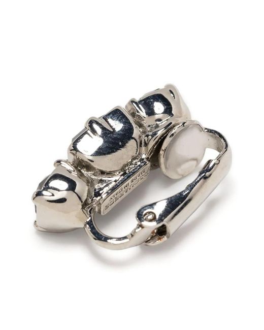 DSquared² Black Classic Crystal-Embellished Single Earring for men