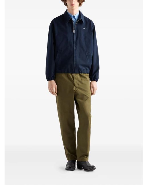Prada Blue Cotton Bomber Jacket for men