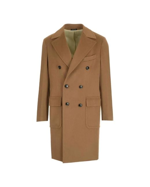 Al Duca D'aosta Natural Double-Breasted Cashmere Coat for men