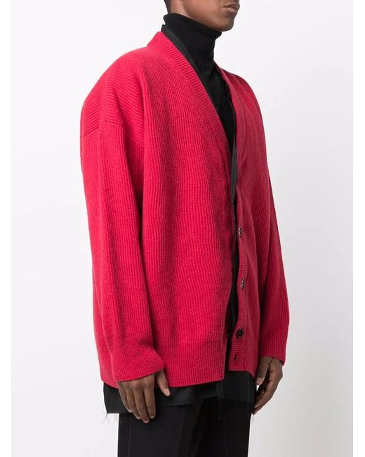 Raf Simons Pink Red And Black Layered Cardigan