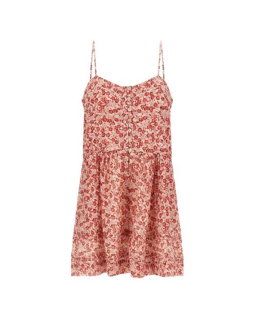 Isabel Marant Red Vickie Floral Lace Jumpsuit