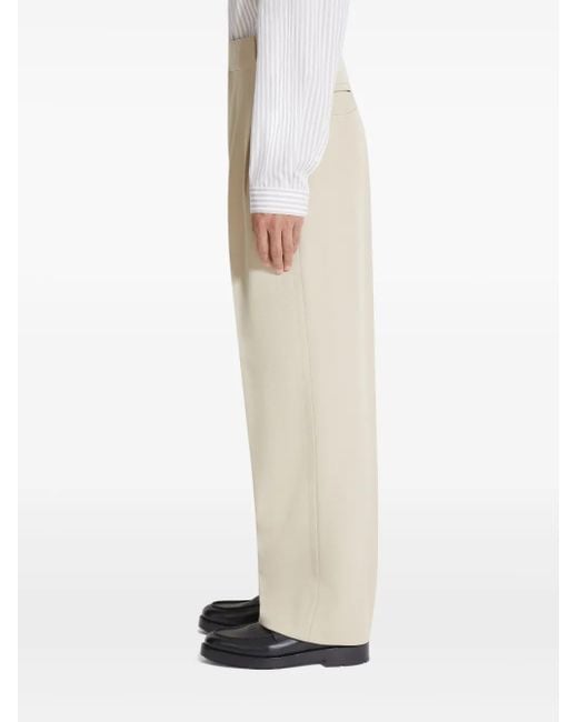 Zegna Natural Pleated Wool Trousers for men