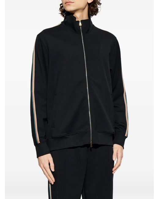 Paul Smith Black Zip Striped Sweatshirt for men