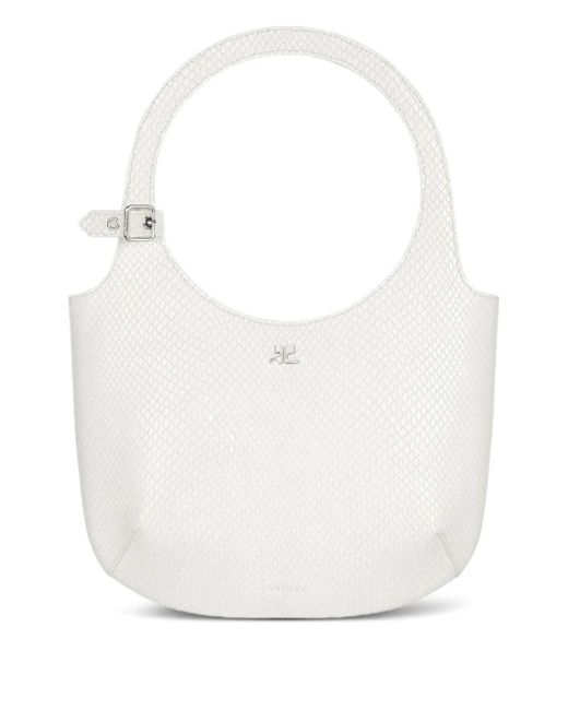 Courreges White Handtasche mit Schlangenleder-Prägung