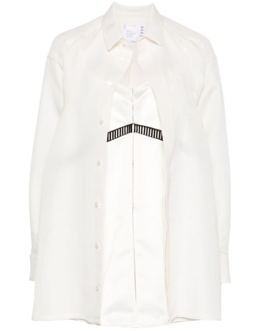 Sacai White Layered Shirt Mini Dress