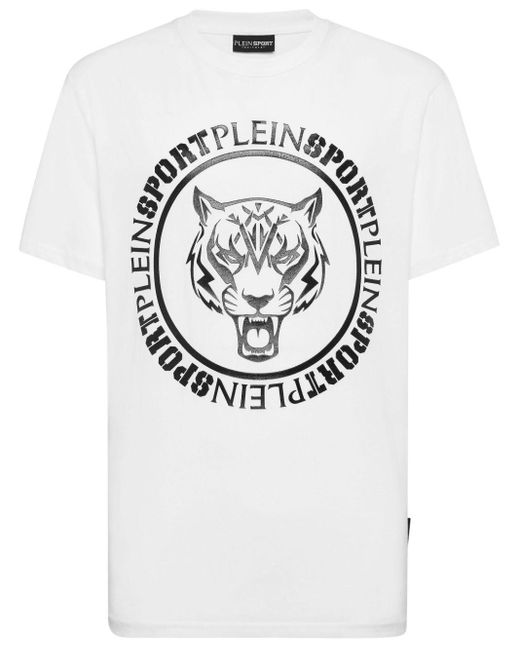 Philipp Plein Gray Carbon Tiger-print Cotton T-shirt for men