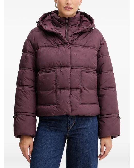 Guess Red Hooded Puffer Jacket