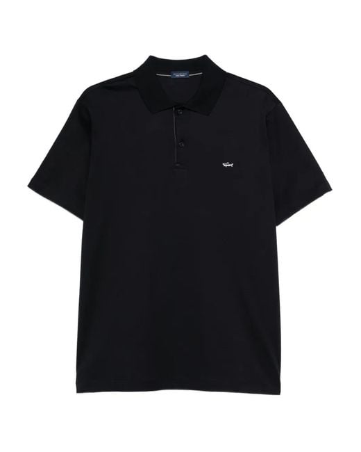 Paul & Shark Black Logo-Embroidery Polo Shirt for men