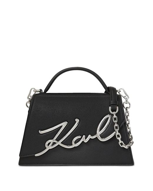 Karl Lagerfeld Black Medium K/Signature Leather Cross Body Bag