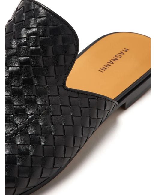 Magnanni Shoes Black Leather Slippers for men