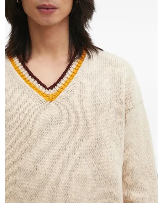 Visvim Natural V-Neck Chunky-Knit Sweater for men