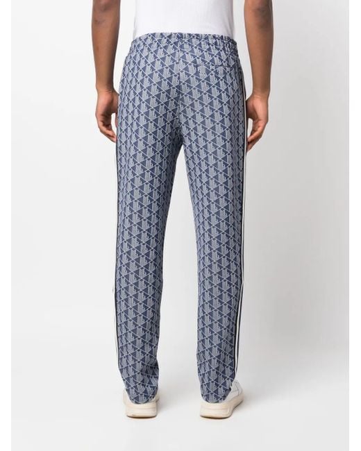 Lacoste Blue Jacquard Monogram-Pattern Track Pants for men