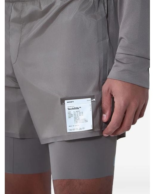 Satisfy Gray Techsilk 8" Track Shorts for men