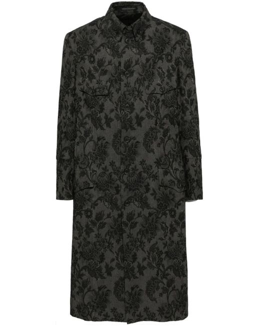 Yohji Yamamoto Mantel Met Bloemenprint in het Black voor heren