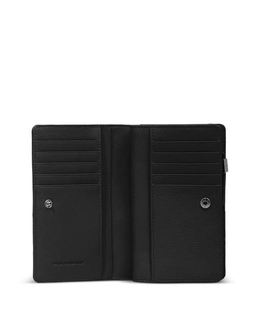 Piquadro Black Portefeuille Pliant À Plaque Logo