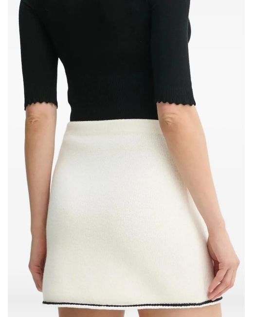 Theory White Wool-Blend Knit Mini Skirt