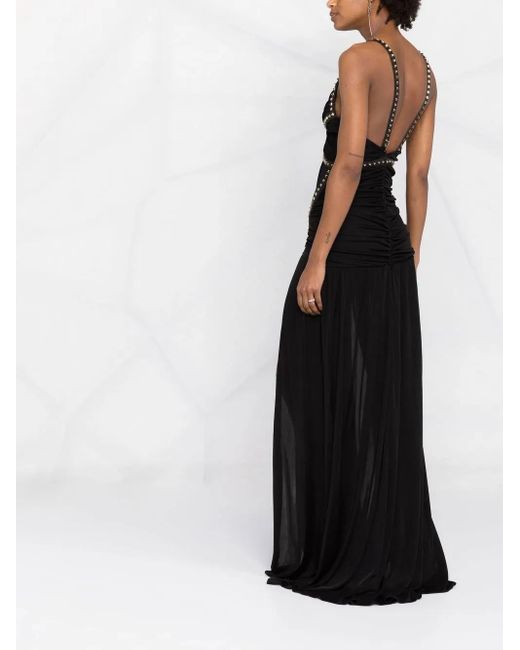 Philipp Plein Black Stud-Detailed Floor-Length Dress