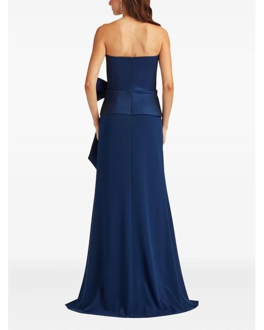 Tadashi Shoji Blue Kinah Strapless Maxi Dress