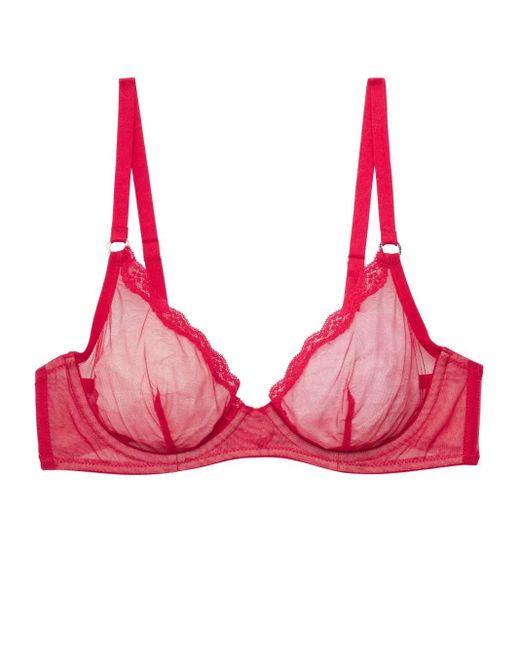 Fleur du Mal Pink Sheer Tulle Demi Bra