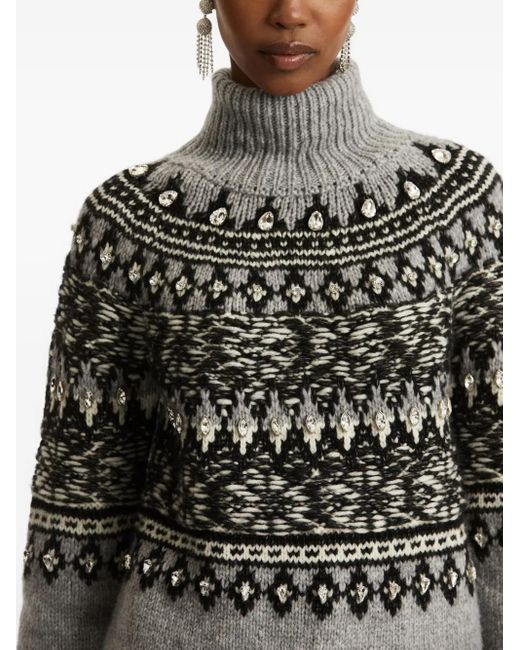 Maglione Con Decorazione di Oscar de la Renta in Gray