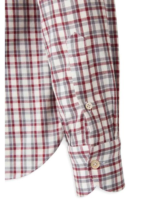 Camisa de cuadros con botones Luigi Borrelli Napoli de hombre de color Red