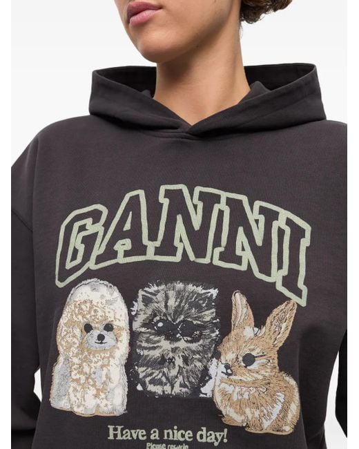 Ganni Hoodie Met Logoprint in het Black