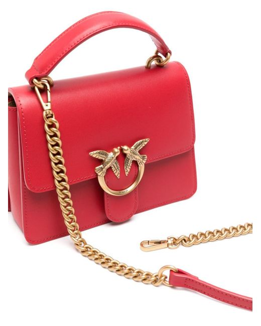 Pinko Red Mini Love Leather Tote Bag