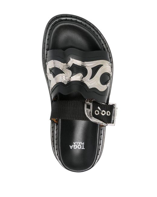 Toga Black Flatform-Sandalen mit Nietenverzierung