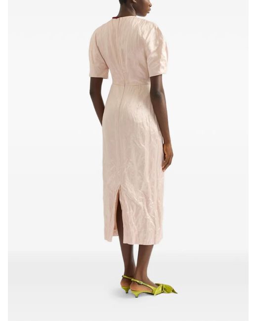Erdem Natural Embroidered-Detail Midi Dress