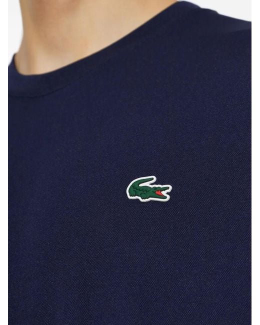 Lacoste Blue Logo-Patch Panelled T-Shirt for men