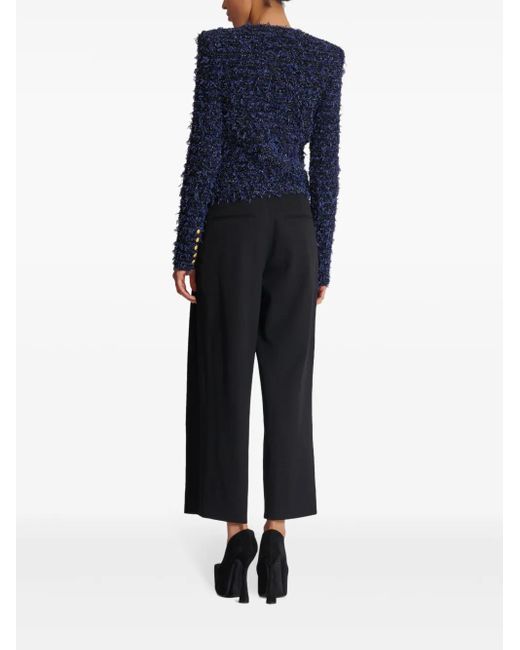 Balmain Blue Tweed-Jacke mit Knöpfen