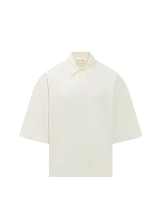 Fear Of God White Essentials Logo-Embroidered Polo Shirt for men