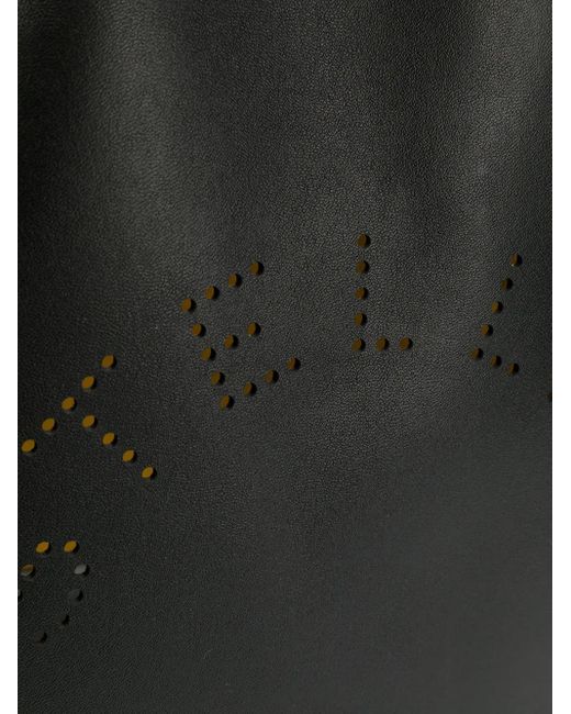 Stella McCartney Black Shopper Mit Perforiertem Logo