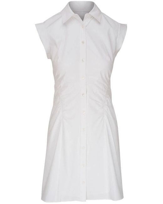 Veronica Beard White Hemdkleid mit gerafften Ärmeln