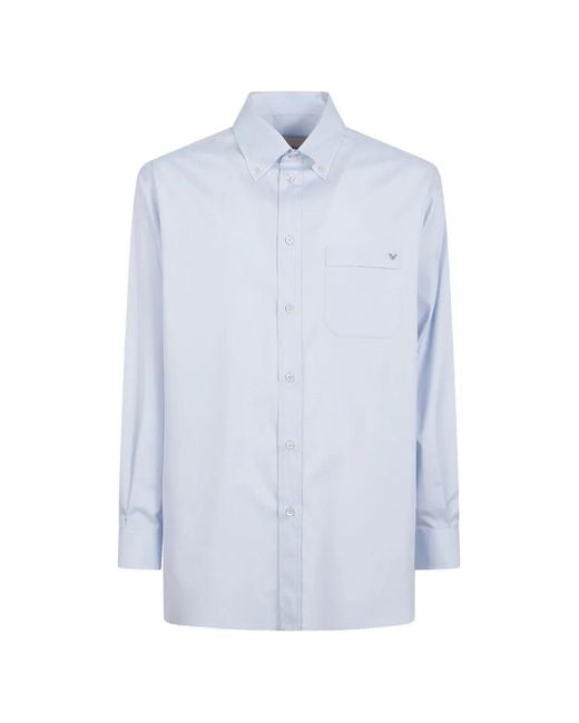Valentino Garavani Blue Vgold-Plaque Pocket Shirt for men