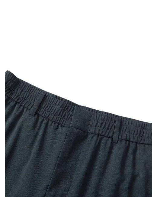 Shanghai Tang Blue Elastic-Waist Wool Trousers for men