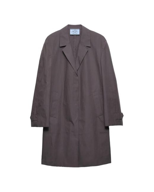 Prada Gray Manteau À Simple Boutonnage En Popeline