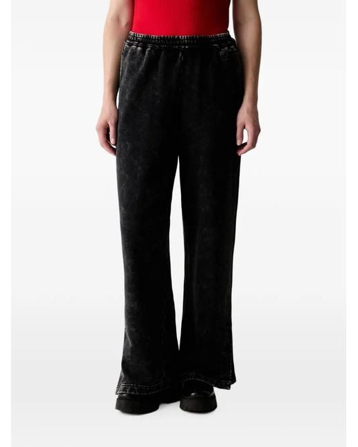 Karl Lagerfeld Black Acid-Wash Logo-Embroidered Track Pants