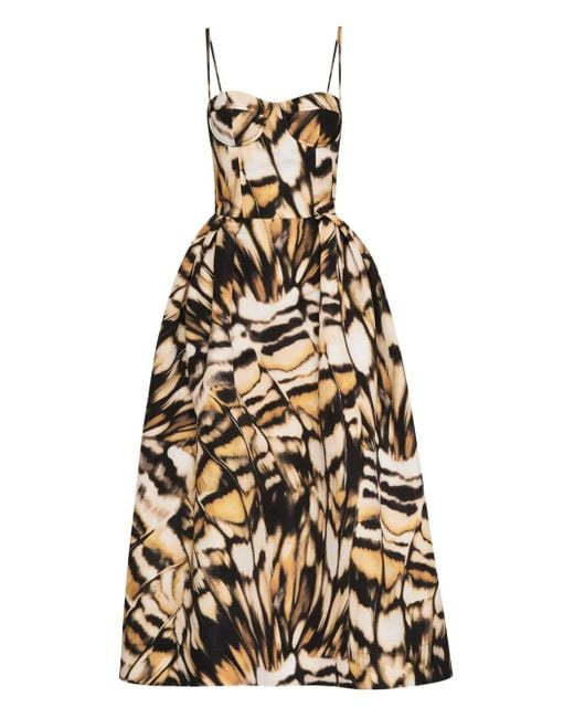 Robe En Soie À Coupe Mi-Longue Oscar de la Renta en coloris White