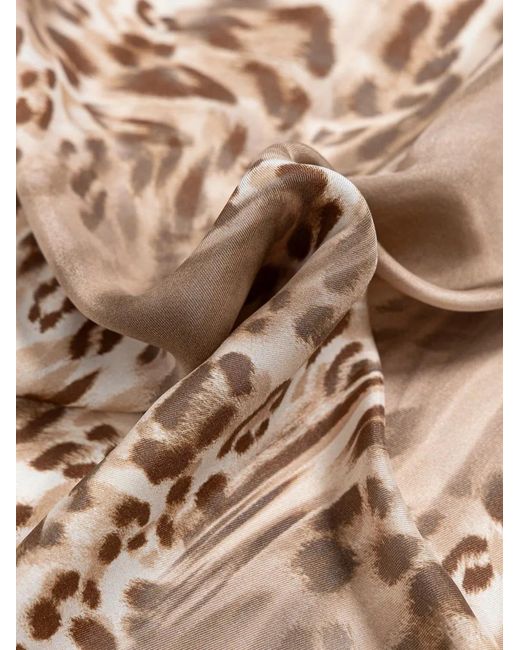 Blugirl Blumarine Natural Foulard En Soie À Imprimé Léopard