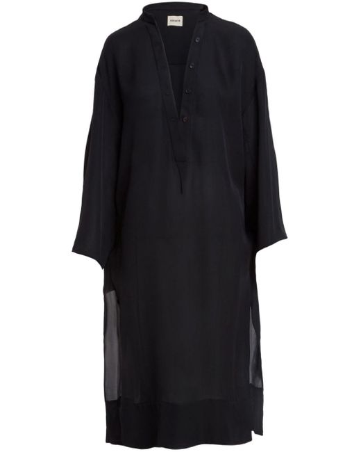 Khaite Black The Brom Silk Shirtdress