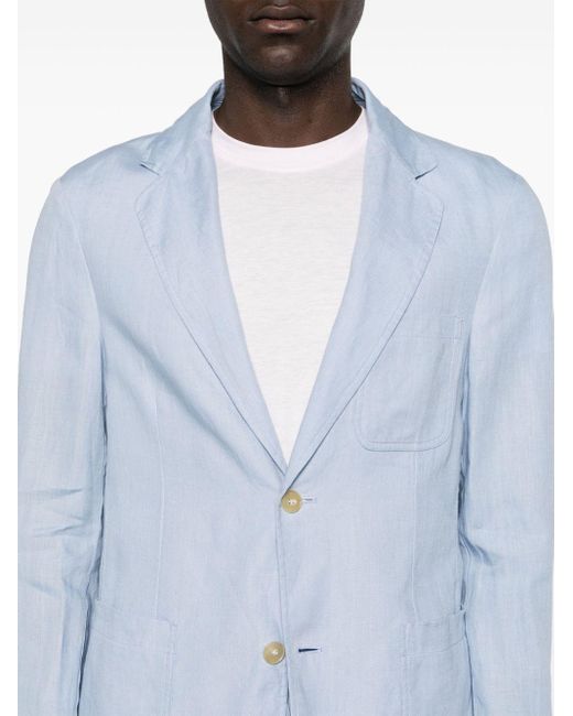 Canali Blue Single-breasted Linen Blazer for men