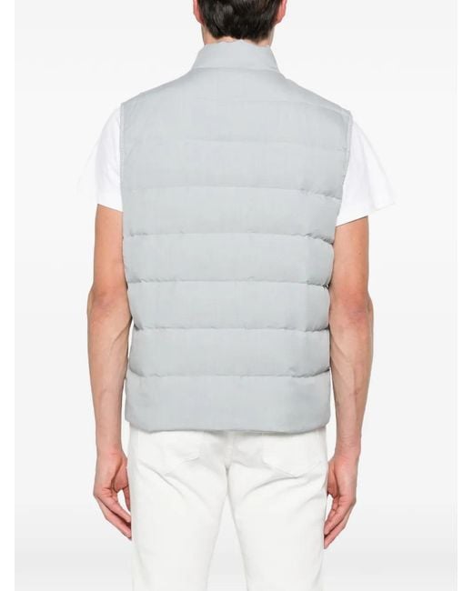 Eleventy White Quilted Padded Gilet for men