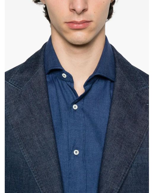 メンズ Brunello Cucinelli ボタン シャツ Blue