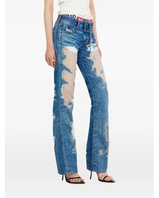 DIESEL Blue X Tinder 1969 D-Ebbey Distressed-Effect Jeans